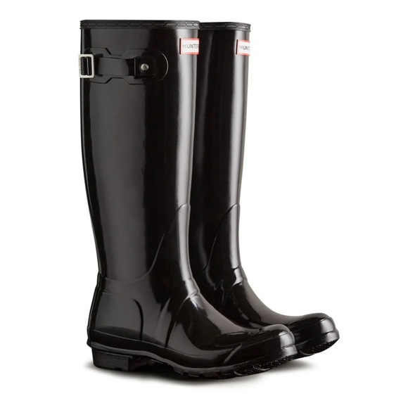 Hunter Shoes - Hunter Glossy Black Tall Rainboots NEW